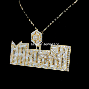 Collar de Plata de Ley 925 de la Mejor Calidad con Moissanita VVS, Estilo Hip Hop Cristiano, Certificado GIA, Cierre Personalizado con Letra GB, Unisex, Eslabones Cubanos - Product Image 3