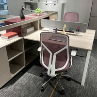 Poste de travail modulaire moderne pour bureau, ensemble de bureaux pour 4 personnes en open space avec étagère de rangement