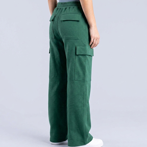 Wholesale Affordable Price Solid Color Wide Leg <b>Elastic</b> Waist Casual Wear Pants for Women Custom Embriordery Logo Sweatpants - Product Image 2