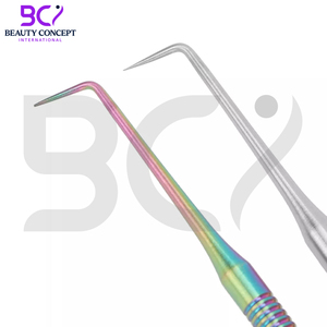 Meilleure vente peigne court outils de séparation des cils en acier inoxydable outils de levage à pointe incurvée pour la coiffure des cils couleur crème - Product Image 6