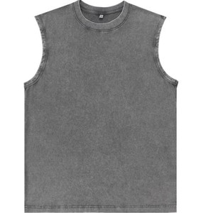 Camiseta Vintage sin mangas de algodón puro de peso pesado Camiseta sin mangas de gran tamaño holgada Retro de algodón completo lavado - Product Image 6