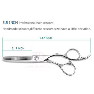 Tijeras de adelgazamiento del cabello de peluquero con mango de acero inoxidable de alta calidad, reposapiés fijo afilado, acabado pulido, herramienta de belleza para uso en salón - Product Image 3