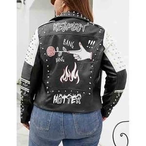 Veste en cuir pour femme de qualité supérieure en peau de mouton haut de gamme Détails de la moto classique à la mode avec col montant et forme mince profilée - Product Image 5