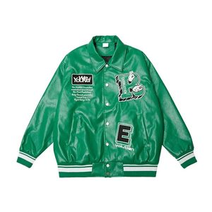 แจ็คเก็ตวาร์ซิตี้แฟชั่นแบบเรียบง่ายสำหรับทุกเพศ ขายส่ง รับปักโลโก้ตามสั่ง แจ็คเก็ตบอมเบอร์ผ้าซาตินสีดำ ลายปะติด ปกตั้ง - Product Image 3