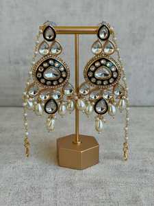 Hermoso diseño elegante boda compromiso aniversario fiesta desgaste Kundan circón joyería platino plateado gargantilla collar conjunto AM - Product Image 3