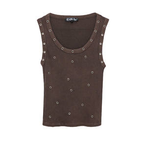 Camiseta Deportiva Ligera para Mujer, 100% Algodón, Cuello Redondo, Corte Regular, Sin Mangas, Logotipo en la Parte Delantera, Estilo Diario - Product Image 1