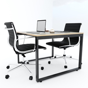 HBRT060 โต๊ะทำงานแบบมินิมอลสำหรับ 2 คน ขนาด 100x100 ซม. ขาเหล็กทรงสี่เหลี่ยม ไม้อัดเคลือบเมลามีน - Product Image 4