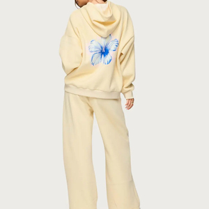 Pantalons de survêtement décontractés pour femmes, hiver, taille mi-haute, devant plat, 100% coton, respirant, polaire, écologique - Product Image 1
