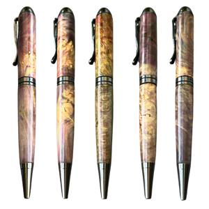 Stylo à bille de luxe Amethyst HHPEN 0,7 mm, artisanal en bois de ronce stabilisé du Vietnam, torsadé, cadeau promotionnel haut de gamme - Product Image 1