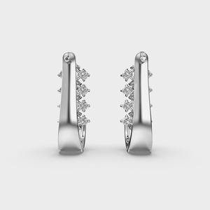 Pendientes de Aro con Diamantes de Corte Mixto Personalizados OEM, Plata de Ley 925 Maciza con Baño de Rodio, Diseño Baguette, Abatibles, Regalo de Boda, Joyería Fina - Product Image 4