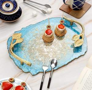 ชุดถาดเสิร์ฟหินเรซินความหนาแน่นสูงทำด้วยมือสุดหรูถาดเสิร์ฟสำหรับตกแต่งที่น่าทึ่ง - Product Image 5