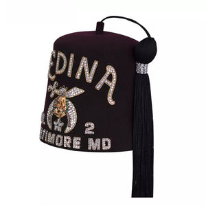 Chapeau Fez Maçonnique Personnalisé de Haute Qualité avec Strass Marron Scintillants – Meilleure Vente – Régalia des Shriners pour Francs-Maçons – Idéal pour l'Extérieur et la Plage - Product Image 2
