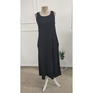 Vestido Largo con Tirantes y Cuello Redondo para Mujer, con Bolsillos, 34770 - Negro - Product Image 4