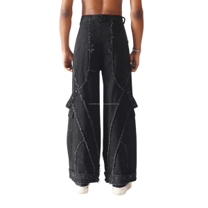 Mens Casual Distressed Wide Leg Baggy Fit Panel <b>Work</b> <b>Cargo</b> Sweatpants 100% Cotton Premium Vintage Apparel Eco-Friendly Straight - Product Image 2