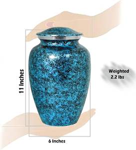 Urna de cremación grande para adultos Forest Blue, urna conmemorativa de aluminio de diseño moderno para cenizas, suministros redondos de simpatía al por mayor - Product Image 5