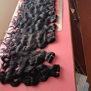 Extensions de tissage de cheveux Remy vierges doux de haute qualité Texture indienne ondulée profonde Machine Double trame toutes les couleurs trame appropriée - Product Image 2