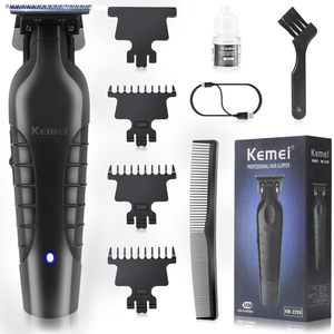Tondeuse à cheveux professionnelle sans fil pour hommes, tondeuse de précision à lames zéro espacement, kit de coiffure pour barbier en acier inoxydable, USB, pour barbe - Product Image 1