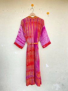 เสื้อคลุมกิโมโนผ้าไหม100% มัดย้อมทำด้วยมือแห้งเร็วและเรียบพร้อมเชือกผูกขนาดฟรีสำหรับฤดูร้อนฤดูใบไม้ร่วงฤดูใบไม้ผลิ - Product Image 5