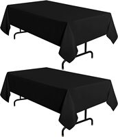 Mantel Negro con Patrón Sólido, Resistente a Manchas y Arrugas, Lavable, de 60x102 Pulgadas (6 Pies)