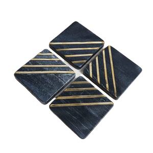 Sous-verres en marbre avec incrustation en laiton Sous-verres à motif de marbre Sous-verres en pierre absorbante chez Star Crafts India - Product Image 1