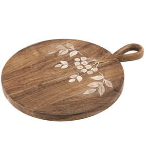 Planche à découper en bois de manguier artisanale avec poignée d'art en résine florale peinte à la main plateau de service décoratif et planche à découper - Product Image 4