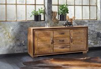 KHAN buffet en bois d'acacia rangement ethnique morden buffet en bois massif fabriqué à la main