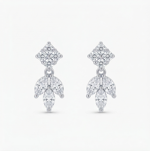 Pendientes de Oro Blanco de 18K con Corte Marquesa para Mujer, Diamantes de Laboratorio con Certificación IGI, Estilo Clásico, Joyería para Uso Diario, Claridad F VVS2 - Product Image 1