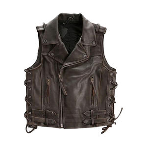 Meilleure édition vêtements de moto porte une veste en cuir sans manches fermeture à glissière sans manches gilets en cuir homme - Product Image 1