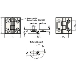 Charnière de meuble en zinc moulé sous pression GN 237 GANTER, hauteur 60 mm, largeur 60 mm, épaisseur 8 mm, lot de 10 - Product Image 3