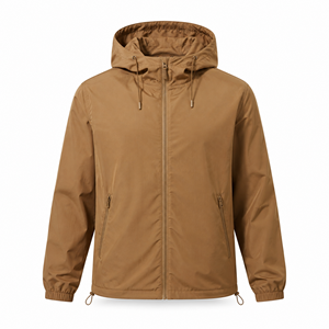 Veste coupe-vent à capuche pour homme personnalisée, légère, en polyester, résistante à l'eau, décontractée, entièrement zippée, OEM ODM, vente en gros, usine UE - Product Image 1