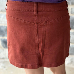 Falda vaquera cargo para mujer, minifalda acampanada con botones y cintura baja, con bolsillo, color rojo pardusco - Product Image 6