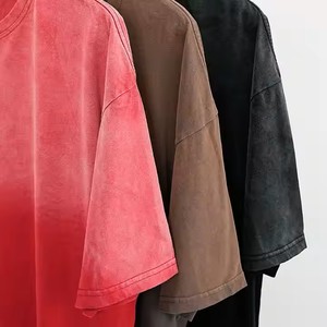 Acid Wash Vintage T-shirt pour homme de haute qualité 100% coton Double ombre goutte épaule couleur unie motif pour l'été - Product Image 5