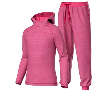 Survêtement rose à capuche pour femme, manches longues, couleur unie, tenue de sport décontractée avec pantalon à cordon de serrage et poches latérales, style automne - Product Image 1