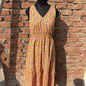 Main Bloc Imprimé Sans Manches Robe En Coton Indien Floral Vintage Tuniques D'été Longue Robe Maxi Brodée avec Manches - Product Image 1