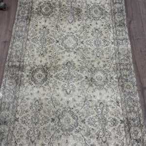 Alfombra Turca de 3.8x7 pies, Alfombra Vintage, Alfombra Marroquí Gris y Negra - Product Image 3