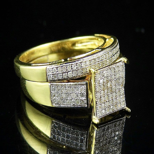 Bijoux Hip Hop glacés carrés classiques avec bague en diamant rond Moissanite en style de luxe en argent 925 - Product Image 5