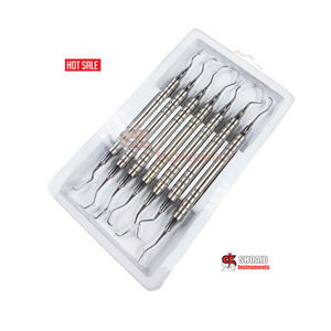 Plateau de curettes Gracey enduites de silicone de 7 pièces Détartreurs de racines dentaires manuels et ensemble d'instruments de remplissage pour le nettoyage des dents - Product Image 2