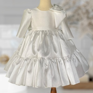 Vestido de fiesta de comunión de manga larga Tafta para clima frío para niñas con lazo en los hombros hecho en Vietnam para niños - Product Image 6