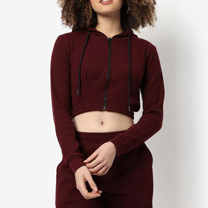 Conjunto de Sudadera Corta y Pantalones Cortos para Mujer, Personalizado, OEM, Transpirable, de Algodón, Ropa Informal, con Logotipo Impreso, Color Sólido, Fabricante de Conjuntos de Dos Piezas - Product Image 1