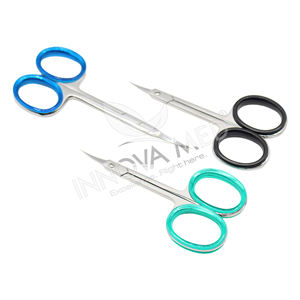 Tijeras profesionales para cutículas, mango colorido Extra afilado, tijeras de manicura de acero inoxidable, tijeras de precisión para uñas con logotipo personalizado - Product Image 4