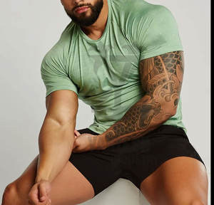 Vente en gros de nouveautés avec logo personnalisé T-shirts de gym pour hommes en coton/fibre de bambou à séchage rapide respirant au prix d'usine - Product Image 5