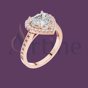 Bague en diamant avec cœur en moissanite 14K pour femme - Product Image 1