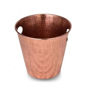 Cubo de Hielo Hecho a Mano para Celebraciones, Bodas, Cobre Martillado a Mano, Aspecto Antiguo, 24 cm - 9.4 Pulgadas, Diseño Vintage y Auténtico - Product Image 2