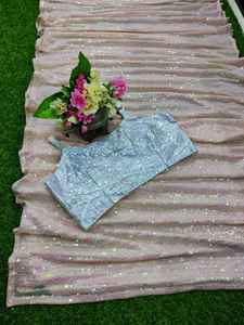 Indien Bollywood Designer Georgette Séquence Travail Saree pour Femmes Fête Hiver À La Mode Qualité Premium - Product Image 6