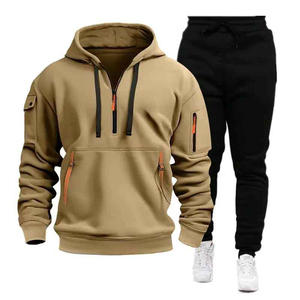 Ensemble survêtement homme personnalisé 2025 en coton 100% avec imprimé surdimensionné, design multi-poches et fermeture éclair pour l'exportation - Product Image 3
