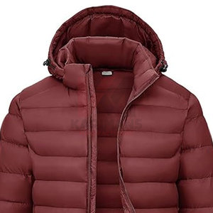 Mens Hooded Water Resistant Puffer Jacket Detachable Hood Lightweight Winter <b>Coat</b> Pockets Elastic Cuffs Adjustable Hem - Product Image 2