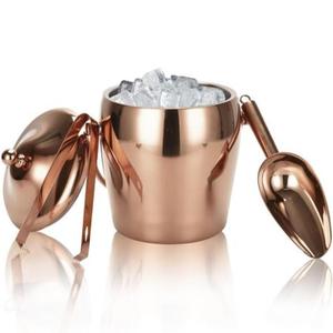 Handmade design copper ice <b>bucket</b> with <b>lid</b> and tong for wedding and bar accessory - Product Image 1
