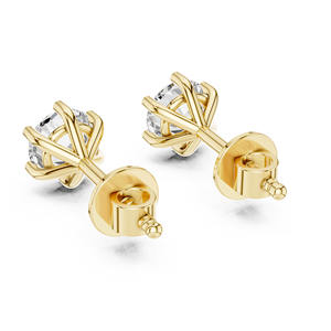 Pendientes Redondos de Oro Amarillo de 14K, Aretes Elegantes de Diamante de Laboratorio de 5 MM, Joyería Creada en Laboratorio para Mujer - Product Image 2
