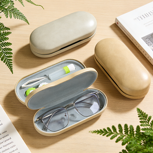กล่องใส่คอนแทคเลนส์แบบพกพา 2 in 1  วัสดุหนัง PU  พร้อมกระจกและที่คีบ  กล่องใส่แว่นตาแบบแข็ง - Product Image 1