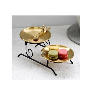 Support à gâteau en fer couleur or et noir lot de 3 supports à gâteau de différentes tailles pour anniversaire et fête - Product Image 2